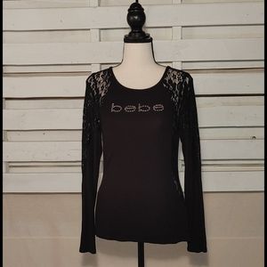 bebe Black Lace Top